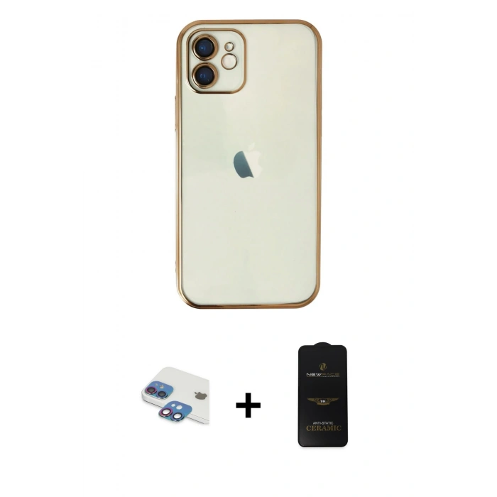 MARSİLYAN™- iPhone 11 Kılıf Vadi Minimal - Siyah 6D Antistatik Mat Seramik Hayalet Nano Ekran Koruyucu + Pers Alüminyum Kamera Lens - GI