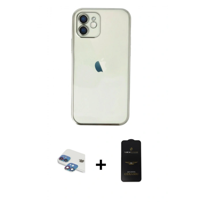 MARSİLYAN™- iPhone 11 Kılıf Vadi Minimal - Siyah 6D Antistatik Mat Seramik Hayalet Nano Ekran Koruyucu + Pers Alüminyum Kamera Lens - GI