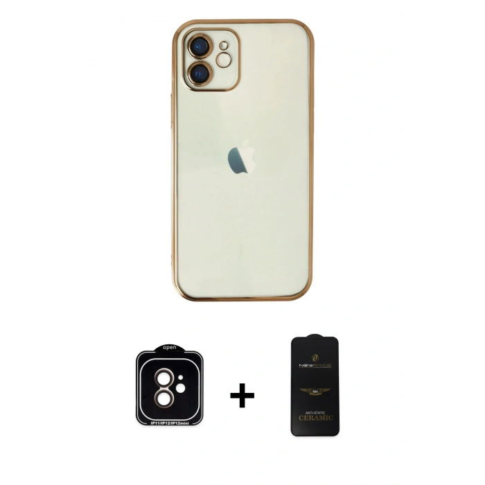 MARSİLYAN™- iPhone 11 Kılıf Vadi Minimal - Siyah 6D Antistatik Mat Seramik Hayalet Nano Ekran Koruyucu + PVD Metal Kamera Lens - TU