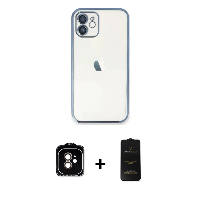 MARSİLYAN™- iPhone 11 Kılıf Vadi Minimal - Siyah 6D Antistatik Mat Seramik Hayalet Nano Ekran Koruyucu + PVD Metal Kamera Lens - TU