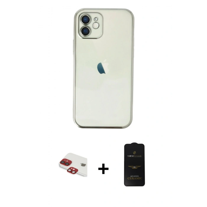 MARSİLYAN™- iPhone 11 Kılıf Vadi Minimal - Siyah 6D Antistatik Mat Seramik Hayalet Nano Ekran Koruyucu + Pers Alüminyum Kamera Lens - KI