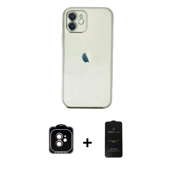 MARSİLYAN™- iPhone 11 Kılıf Vadi Minimal - Siyah 6D Antistatik Mat Seramik Hayalet Nano Ekran Koruyucu + PVD Metal Kamera Lens - TU