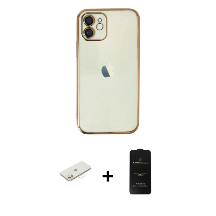MARSİLYAN™- iPhone 11 Kılıf Vadi Minimal - Siyah 6D Antistatik Mat Seramik Hayalet Nano Ekran Koruyucu + Renkli Kamera Lens Koruma Cam - SI