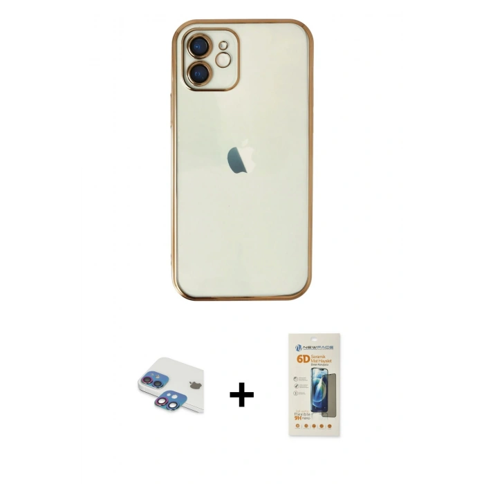 MARSİLYAN™- iPhone 11 Kılıf Vadi Minimal - Siyah 6D Mat Seramik Hayalet Nano Ekran Koruyucu + Pers Alüminyum Kamera Lens - GI