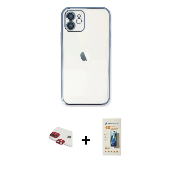 MARSİLYAN™- iPhone 11 Kılıf Vadi Minimal - Siyah 6D Mat Seramik Hayalet Nano Ekran Koruyucu + Pers Alüminyum Kamera Lens - KI