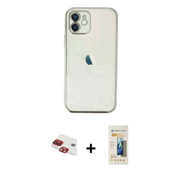 MARSİLYAN™- iPhone 11 Kılıf Vadi Minimal - Siyah 6D Mat Seramik Hayalet Nano Ekran Koruyucu + Pers Alüminyum Kamera Lens - KI