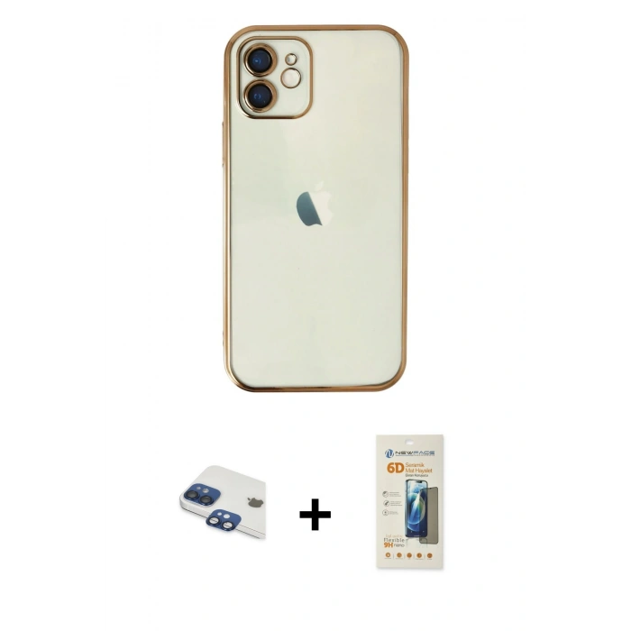 MARSİLYAN™- iPhone 11 Kılıf Vadi Minimal - Siyah 6D Mat Seramik Hayalet Nano Ekran Koruyucu + Pers Alüminyum Kamera Lens - LT