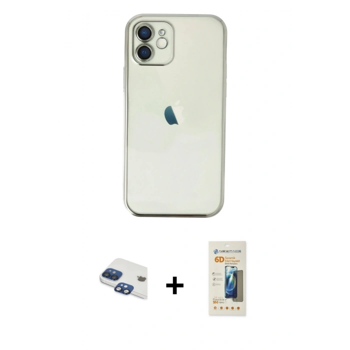 MARSİLYAN™- iPhone 11 Kılıf Vadi Minimal - Siyah 6D Mat Seramik Hayalet Nano Ekran Koruyucu + Pers Alüminyum Kamera Lens - LT