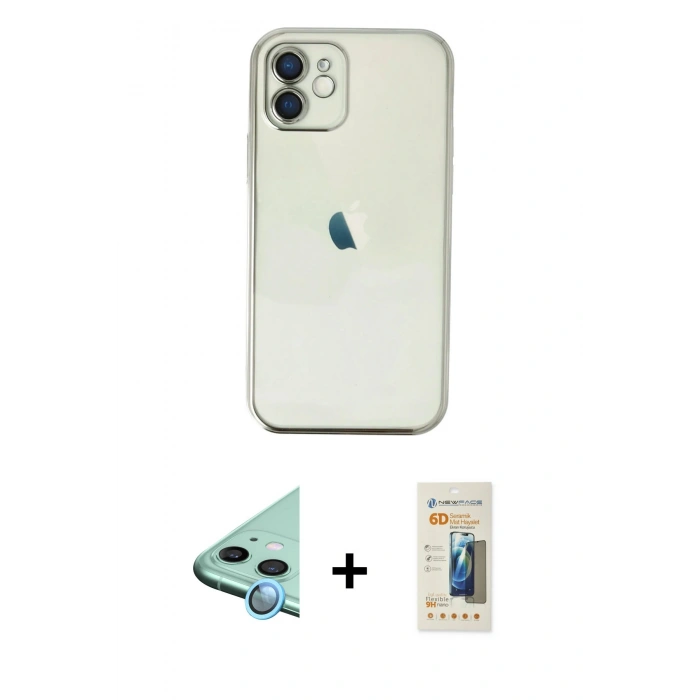 MARSİLYAN™- iPhone 11 Kılıf Vadi Minimal - Siyah 6D Mat Seramik Hayalet Nano Ekran Koruyucu + Raze Metal Kamera Lens - MI