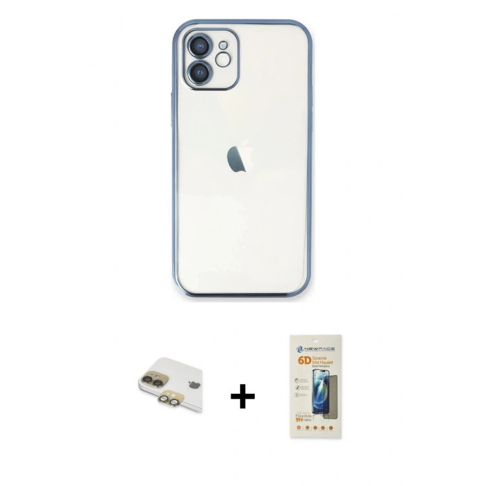MARSİLYAN™- iPhone 11 Kılıf Vadi Minimal - Siyah 6D Mat Seramik Hayalet Nano Ekran Koruyucu + Pers Alüminyum Kamera Lens - GD