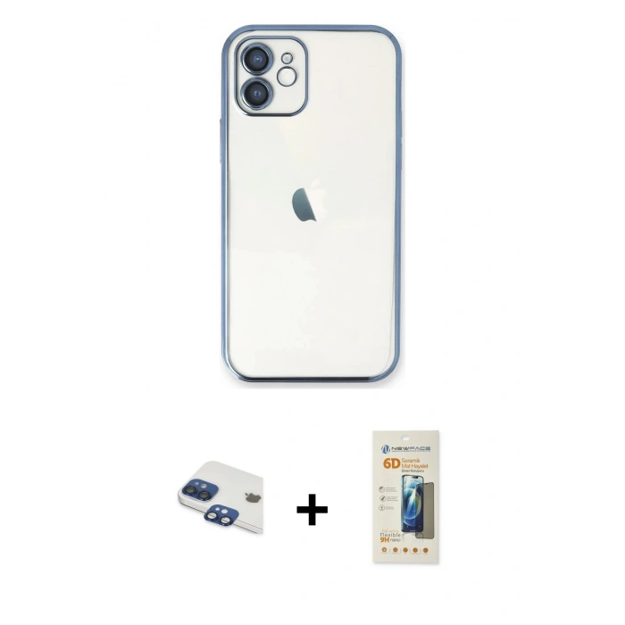 MARSİLYAN™- iPhone 11 Kılıf Vadi Minimal - Siyah 6D Mat Seramik Hayalet Nano Ekran Koruyucu + Pers Alüminyum Kamera Lens - LT