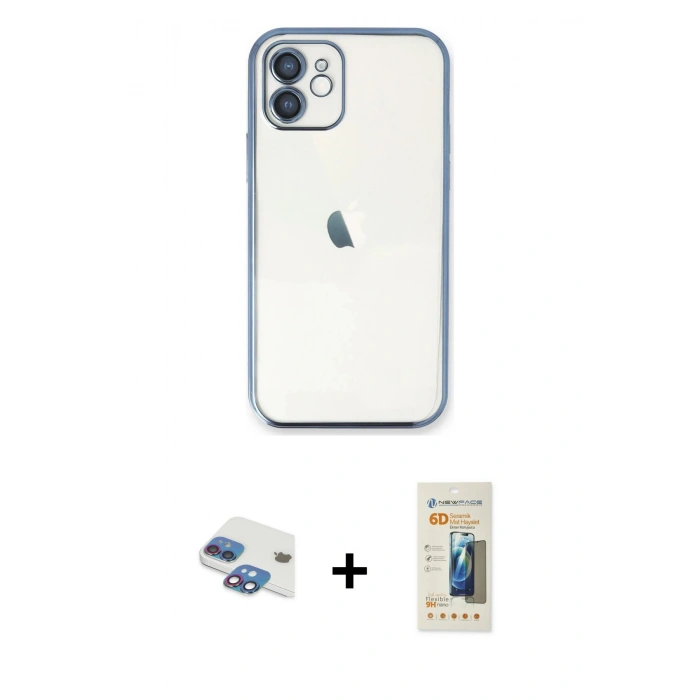 MARSİLYAN™- iPhone 11 Kılıf Vadi Minimal - Siyah 6D Mat Seramik Hayalet Nano Ekran Koruyucu + Pers Alüminyum Kamera Lens - GI