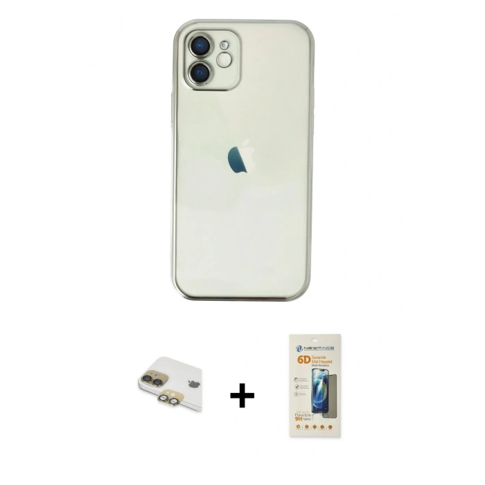 MARSİLYAN™- iPhone 11 Kılıf Vadi Minimal - Siyah 6D Mat Seramik Hayalet Nano Ekran Koruyucu + Pers Alüminyum Kamera Lens - GD