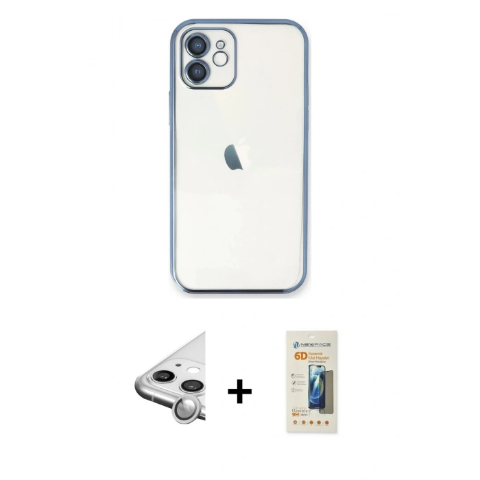MARSİLYAN™- iPhone 11 Kılıf Vadi Minimal - Siyah 6D Mat Seramik Hayalet Nano Ekran Koruyucu + Raze Metal Kamera Lens - GS