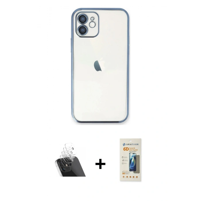 MARSİLYAN™- iPhone 11 Kılıf Vadi Minimal - Siyah 6D Mat Seramik Hayalet Nano Ekran Koruyucu + Şeffaf Kamera Lens Koruma Cam