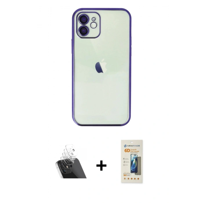 MARSİLYAN™- iPhone 11 Kılıf Vadi Minimal - Siyah 6D Mat Seramik Hayalet Nano Ekran Koruyucu + Şeffaf Kamera Lens Koruma Cam