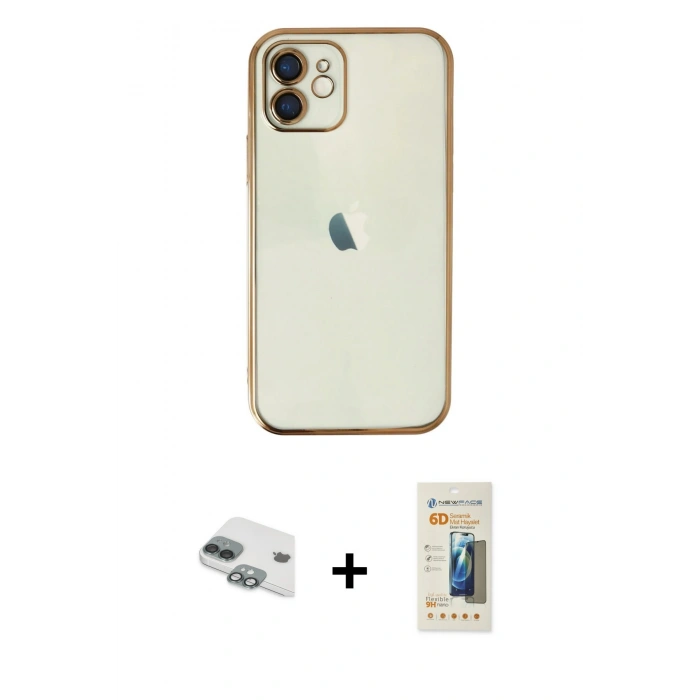 MARSİLYAN™- iPhone 11 Kılıf Vadi Minimal - Siyah 6D Mat Seramik Hayalet Nano Ekran Koruyucu + Pers Alüminyum Kamera Lens - YL