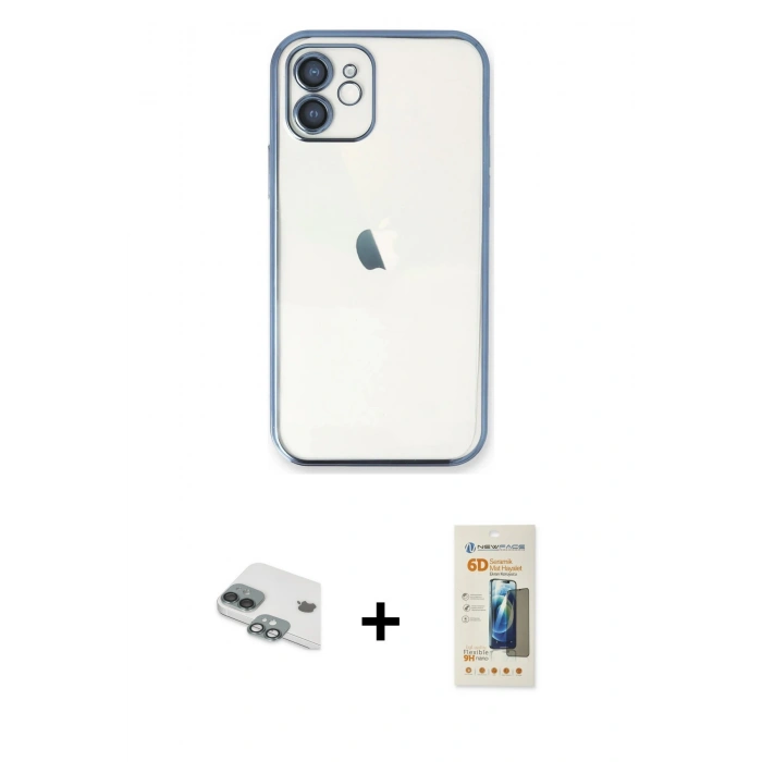 MARSİLYAN™- iPhone 11 Kılıf Vadi Minimal - Siyah 6D Mat Seramik Hayalet Nano Ekran Koruyucu + Pers Alüminyum Kamera Lens - YL