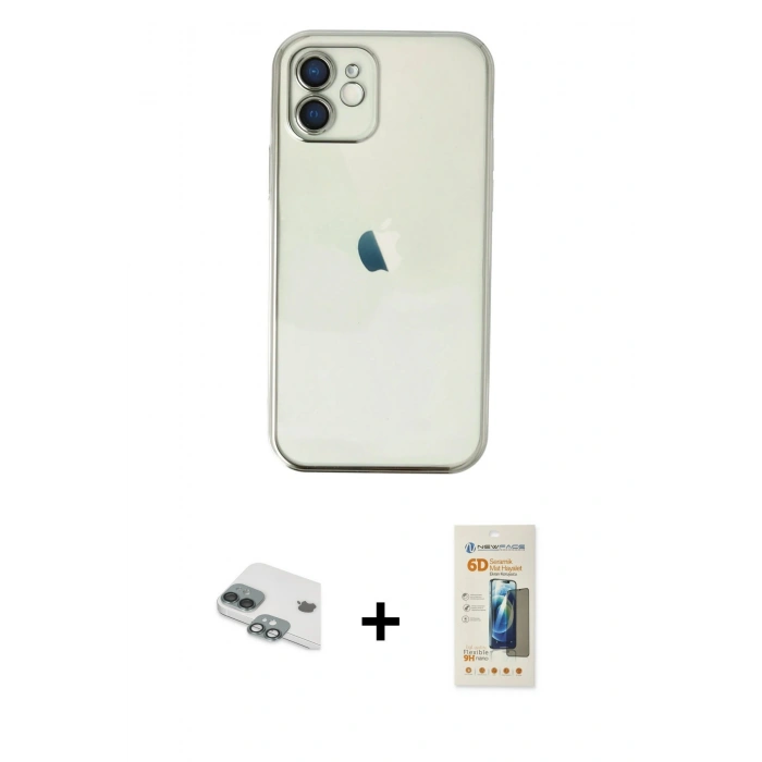 MARSİLYAN™- iPhone 11 Kılıf Vadi Minimal - Siyah 6D Mat Seramik Hayalet Nano Ekran Koruyucu + Pers Alüminyum Kamera Lens - YL
