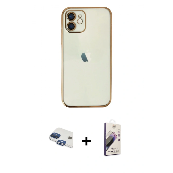 MARSİLYAN™- iPhone 11 Kılıf Vadi Minimal - Siyah Bilvis 3D Mat Cam Ekran Koruyucu + Pers Alüminyum Kamera Lens - LT