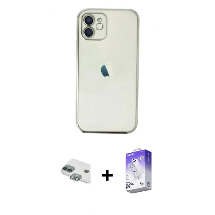 MARSİLYAN™- iPhone 11 Kılıf Vadi Minimal - Siyah Bilvis 5in1 3D Magic Cam Ekran Koruyucu + Pers Alüminyum Kamera Lens - YL