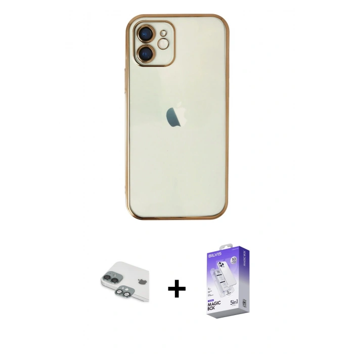 MARSİLYAN™- iPhone 11 Kılıf Vadi Minimal - Siyah Bilvis 5in1 3D Magic Cam Ekran Koruyucu + Pers Alüminyum Kamera Lens - YL