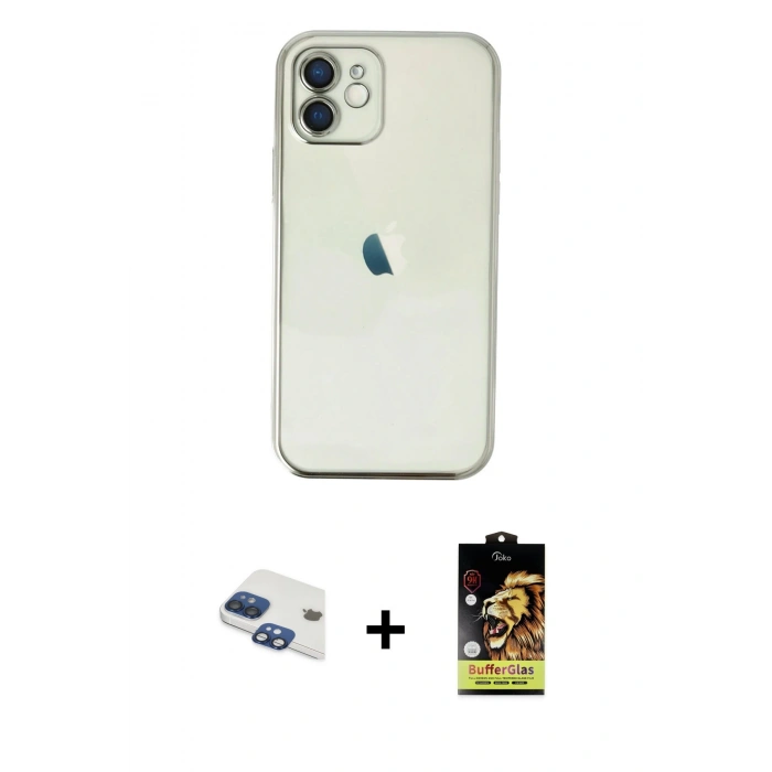 MARSİLYAN™- iPhone 11 Kılıf Vadi Minimal - Siyah Buffer Cam Ekran Koruyucu + Pers Alüminyum Kamera Lens - LT