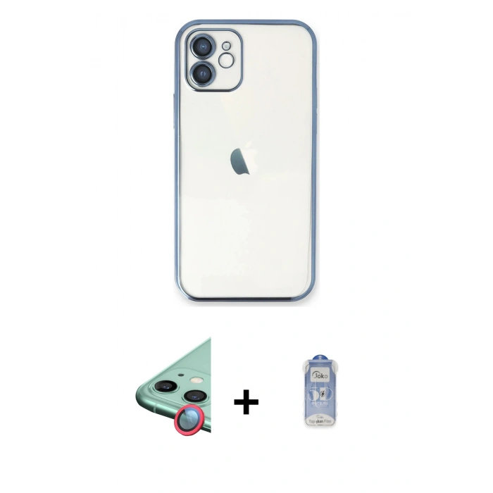 MARSİLYAN™- iPhone 11 Kılıf Vadi Minimal - Siyah Joko Magic 5D Cam + Raze Metal Kamera Lens - KI