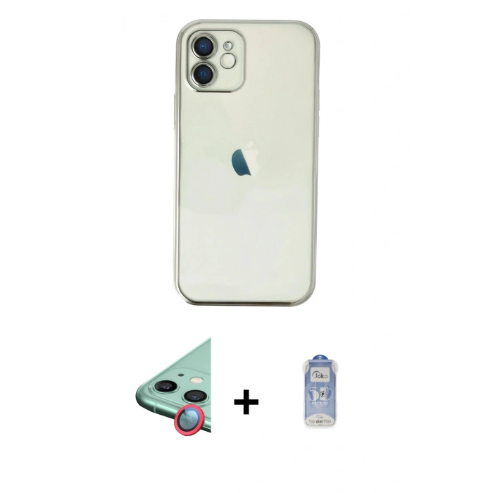 MARSİLYAN™- iPhone 11 Kılıf Vadi Minimal - Siyah Joko Magic 5D Cam + Raze Metal Kamera Lens - KI