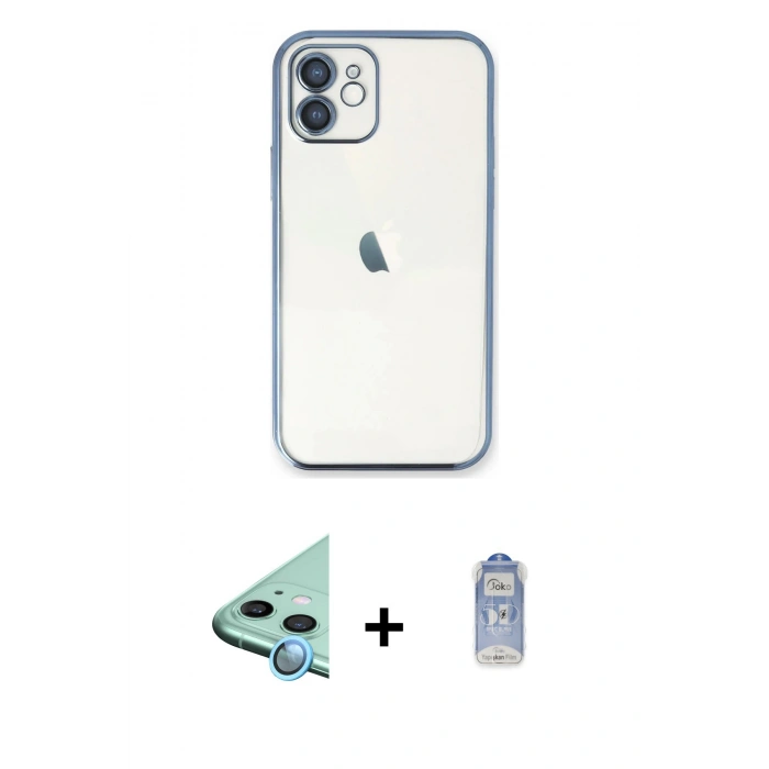 MARSİLYAN™- iPhone 11 Kılıf Vadi Minimal - Siyah Joko Magic 5D Cam + Raze Metal Kamera Lens - MI