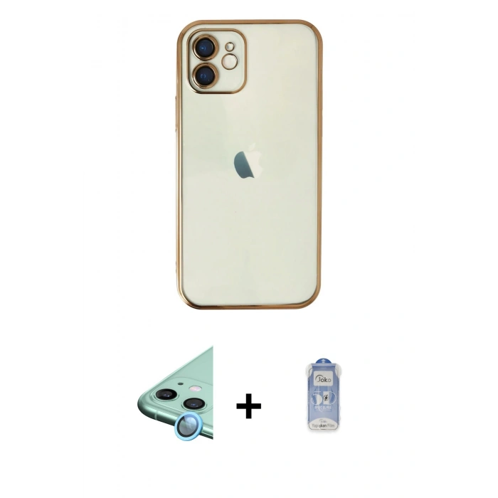 MARSİLYAN™- iPhone 11 Kılıf Vadi Minimal - Siyah Joko Magic 5D Cam + Raze Metal Kamera Lens - MI