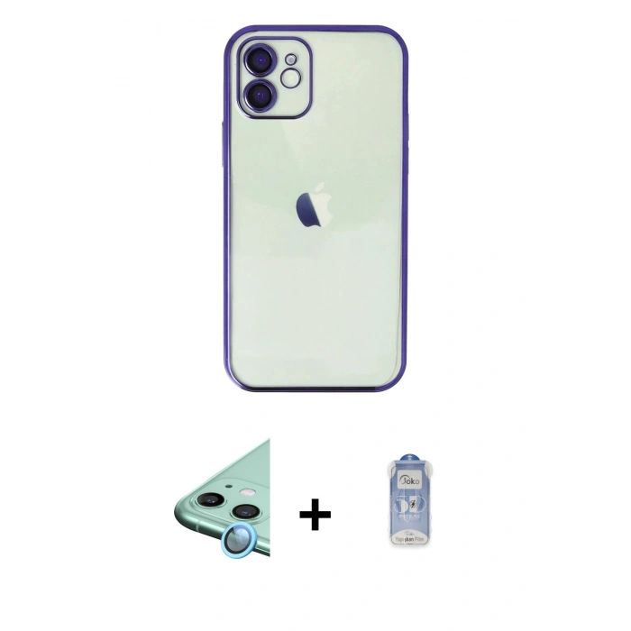 MARSİLYAN™- iPhone 11 Kılıf Vadi Minimal - Siyah Joko Magic 5D Cam + Raze Metal Kamera Lens - MI