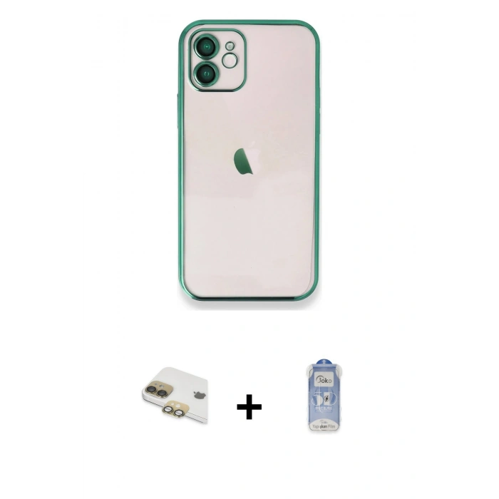 MARSİLYAN™- iPhone 11 Kılıf Vadi Minimal - Siyah Joko Magic 5D Cam + Pers Alüminyum Kamera Lens - GD