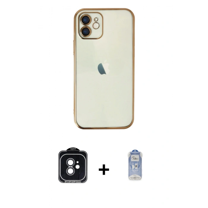 MARSİLYAN™- iPhone 11 Kılıf Vadi Minimal - Siyah Joko Magic 5D Cam + PVD Metal Kamera Lens - SH