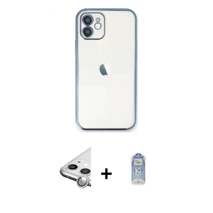 MARSİLYAN™- iPhone 11 Kılıf Vadi Minimal - Siyah Joko Magic 5D Cam + Raze Metal Kamera Lens - GS