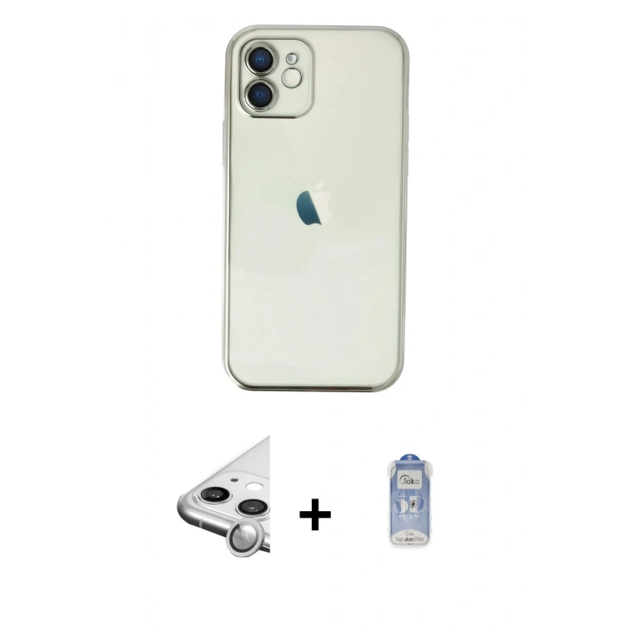MARSİLYAN™- iPhone 11 Kılıf Vadi Minimal - Siyah Joko Magic 5D Cam + Raze Metal Kamera Lens - GS