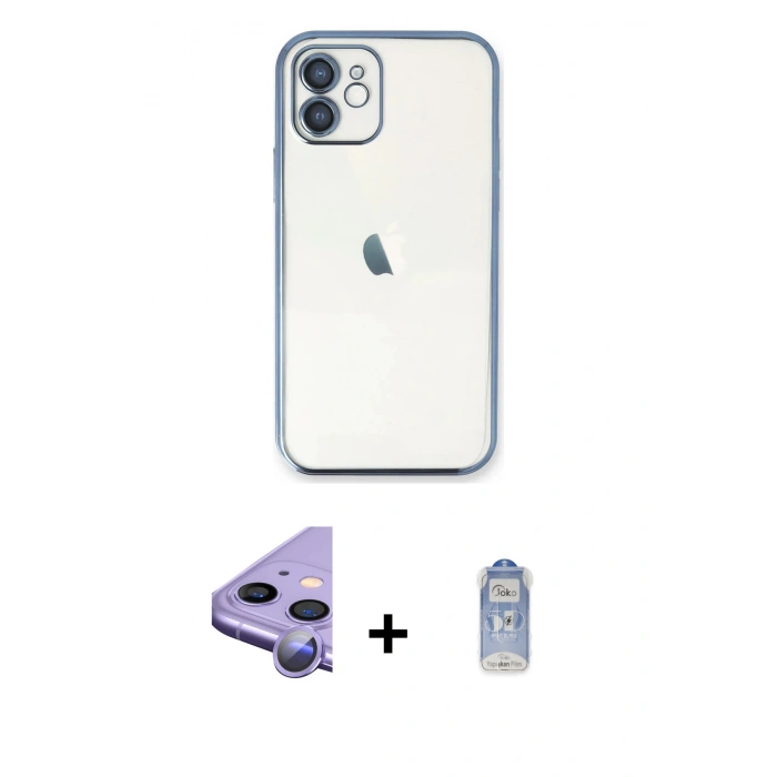 MARSİLYAN™- iPhone 11 Kılıf Vadi Minimal - Siyah Joko Magic 5D Cam + Raze Metal Kamera Lens - MR