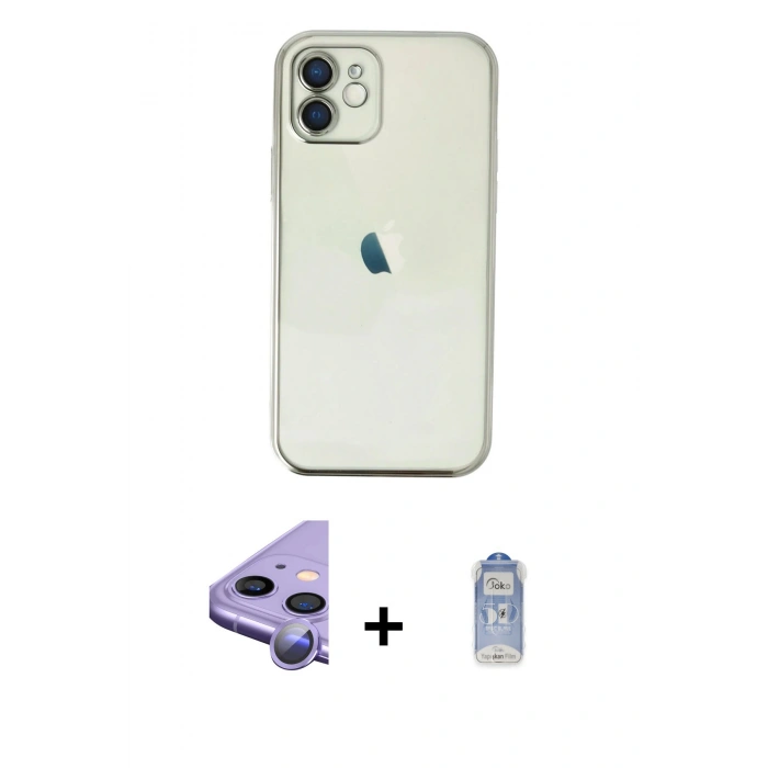MARSİLYAN™- iPhone 11 Kılıf Vadi Minimal - Siyah Joko Magic 5D Cam + Raze Metal Kamera Lens - MR