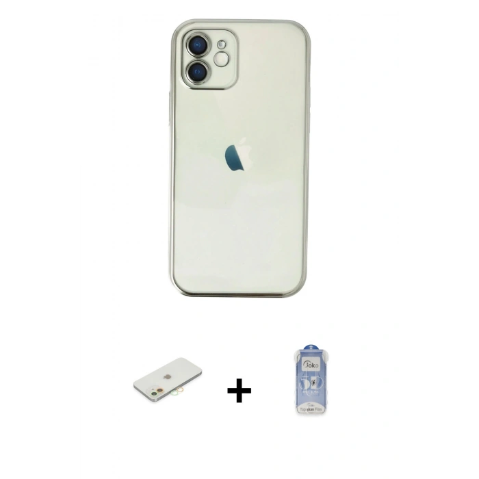 MARSİLYAN™- iPhone 11 Kılıf Vadi Minimal - Siyah Joko Magic 5D Cam + Renkli Kamera Lens Koruma Cam - TU