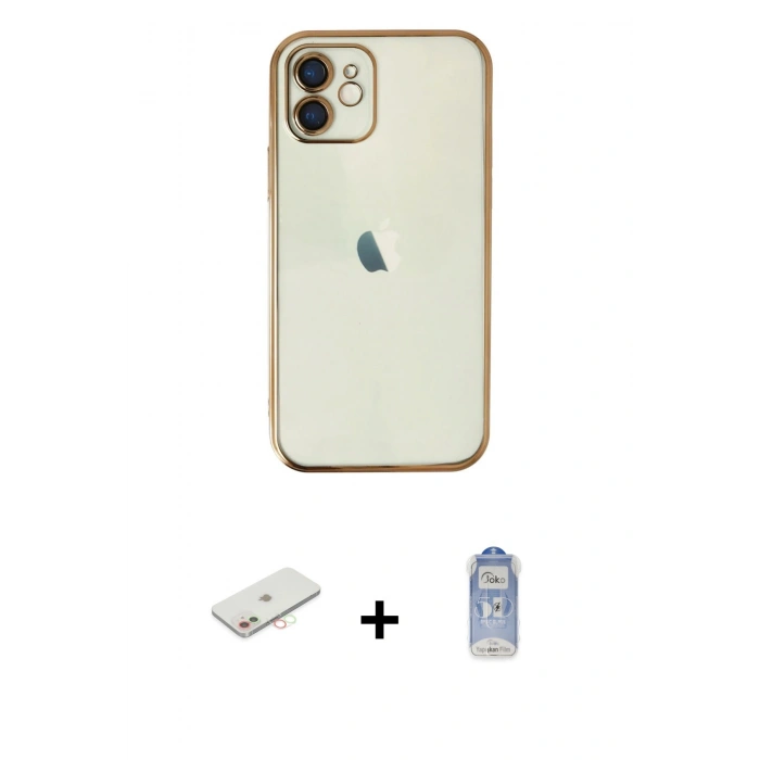 MARSİLYAN™- iPhone 11 Kılıf Vadi Minimal - Siyah Joko Magic 5D Cam + Renkli Kamera Lens Koruma Cam - YL