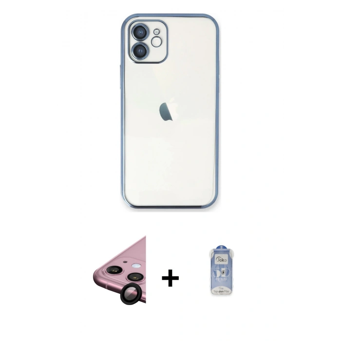 MARSİLYAN™- iPhone 11 Kılıf Vadi Minimal - Siyah Joko Magic 5D Cam + Siyah Raze Metal Kamera Lens