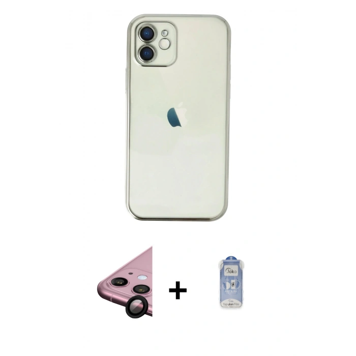 MARSİLYAN™- iPhone 11 Kılıf Vadi Minimal - Siyah Joko Magic 5D Cam + Siyah Raze Metal Kamera Lens