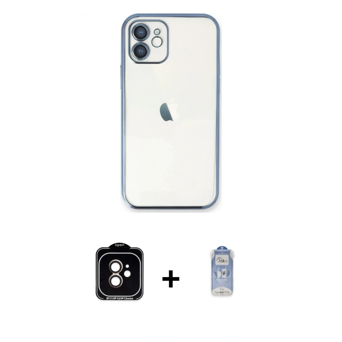 MARSİLYAN™- iPhone 11 Kılıf Vadi Minimal - Siyah Joko Magic 5D Cam + PVD Metal Kamera Lens - TU