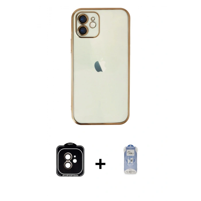 MARSİLYAN™- iPhone 11 Kılıf Vadi Minimal - Siyah Joko Magic 5D Cam + PVD Metal Kamera Lens - TU