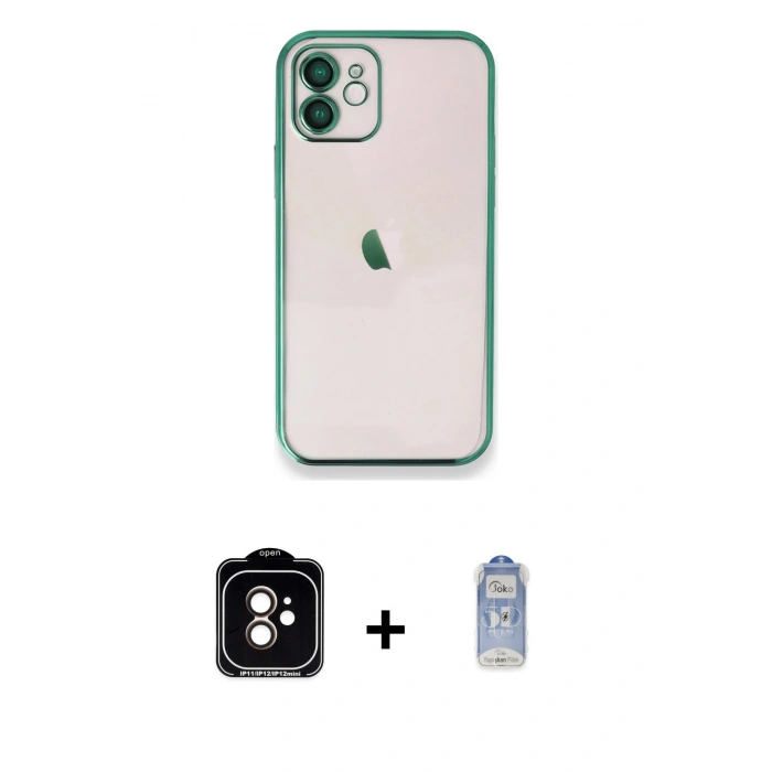 MARSİLYAN™- iPhone 11 Kılıf Vadi Minimal - Siyah Joko Magic 5D Cam + PVD Metal Kamera Lens - TU
