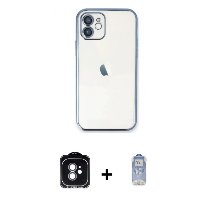 MARSİLYAN™- iPhone 11 Kılıf Vadi Minimal - Siyah Joko Magic 5D Cam + PVD Metal Kamera Lens - YL