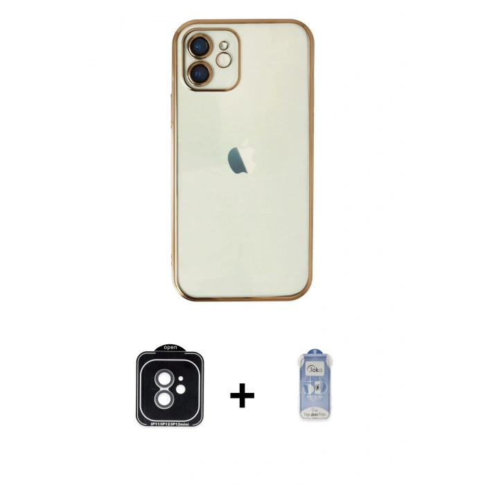 MARSİLYAN™- iPhone 11 Kılıf Vadi Minimal - Siyah Joko Magic 5D Cam + PVD Metal Kamera Lens - YL