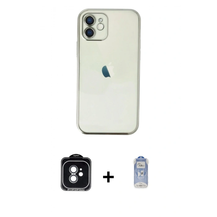MARSİLYAN™- iPhone 11 Kılıf Vadi Minimal - Siyah Joko Magic 5D Cam + PVD Metal Kamera Lens - YL