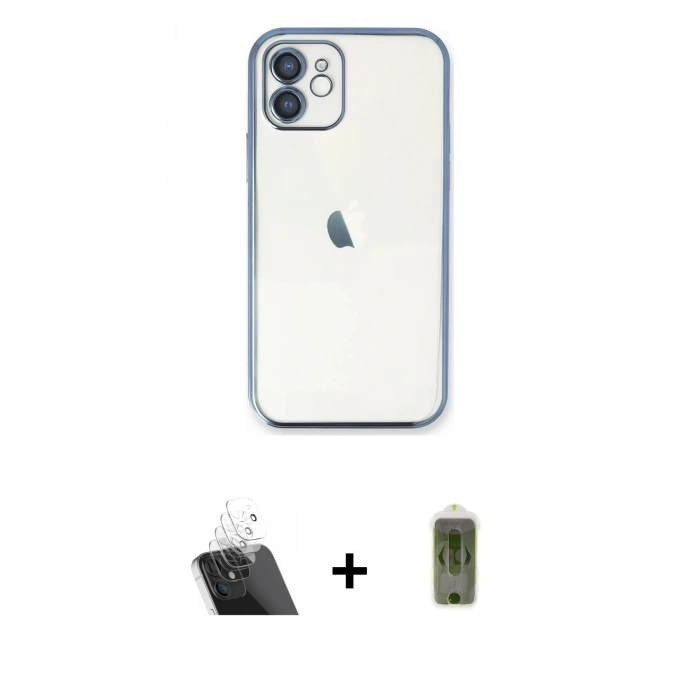 MARSİLYAN™- iPhone 11 Kılıf Vadi Minimal - Siyah Joko Magic 5D Hayalet Cam + Kamera Lens Koruma Cam - SF