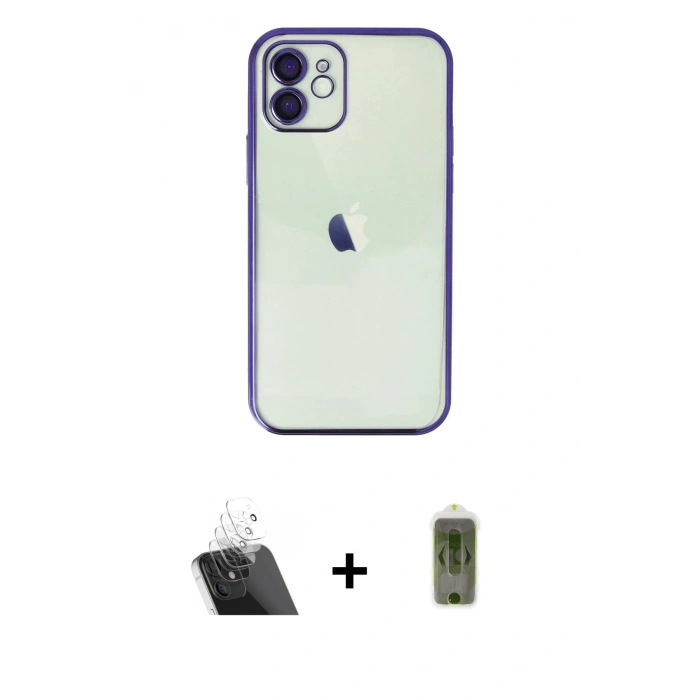 MARSİLYAN™- iPhone 11 Kılıf Vadi Minimal - Siyah Joko Magic 5D Hayalet Cam + Kamera Lens Koruma Cam - SF